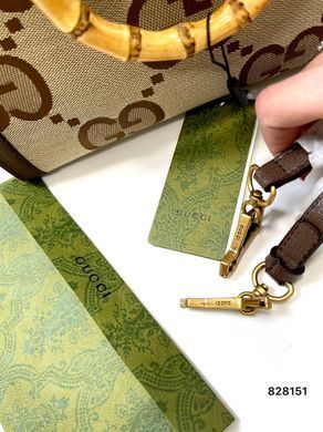Коричнева шкіряна сумка Gucci з деревяними ручками