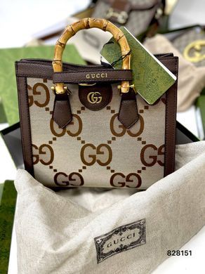 Коричнева шкіряна сумка Gucci з деревяними ручками