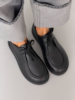 Черные кожаные лоферы barefoot с анатомическим носком на шнуровке утепленные плюшем 36 размер