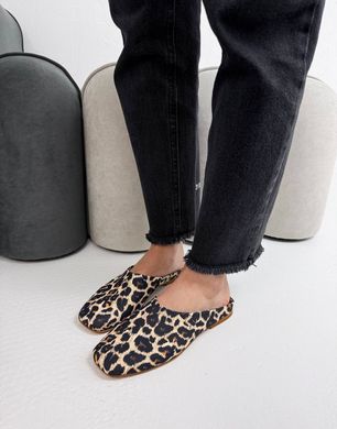 Леопардовые натуральные мюли з закрытым носком 36 размер