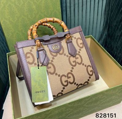 Коричнева шкіряна сумка Gucci з деревяними ручками