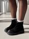 Чорні замшеві Зимові черевики жіночі зі шкіряним носиком 38 розмір