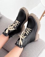 Чорні шкіряні зимові черевики на низькому ходу 36 розмір