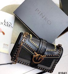 Чорна шкіряна сумка Pinko міні