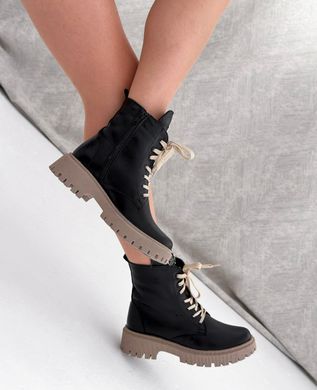 Черные кожаные зимние ботинки на низком ходу 36 размер