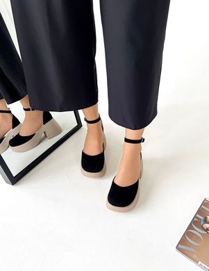Черные замшевые туфли на платформе весна-лето 2024