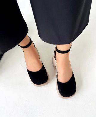 Черные замшевые туфли на платформе весна-лето 2024