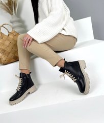 Черные кожаные зимние ботинки на шнуровке 36 размер