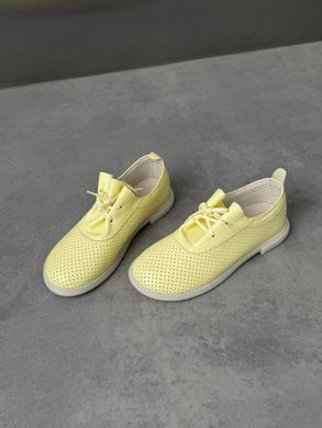 Жовті шкіряні анатомічні кеди barefoot з наскрізною перфорацією 35 розмір