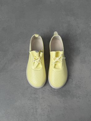 Жовті шкіряні анатомічні кеди barefoot з наскрізною перфорацією 35 розмір