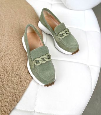 Зеленые фисташковое замшевые туфли лоферы