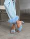 Блакитні замшеві сабо на низькому підборі 38 розмір