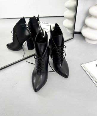 Черные кожаные зимние ботильоны на шнуровке 36 размер