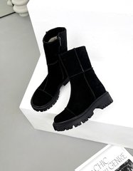 Чорні замшеві зимові високі черевики 36 розмір