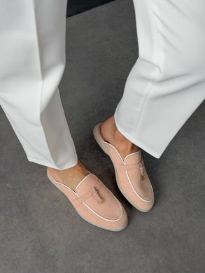 Рожеві пудра замшеві натуральні мюлі жіночі 37 розмір