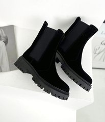 Чорні замшеві зимові високі черевики челсі 36 розмір