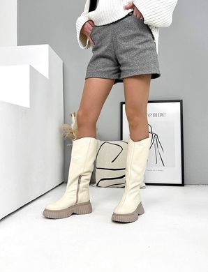 Молочные кожаные зимние сапоги без каблука 36 размер